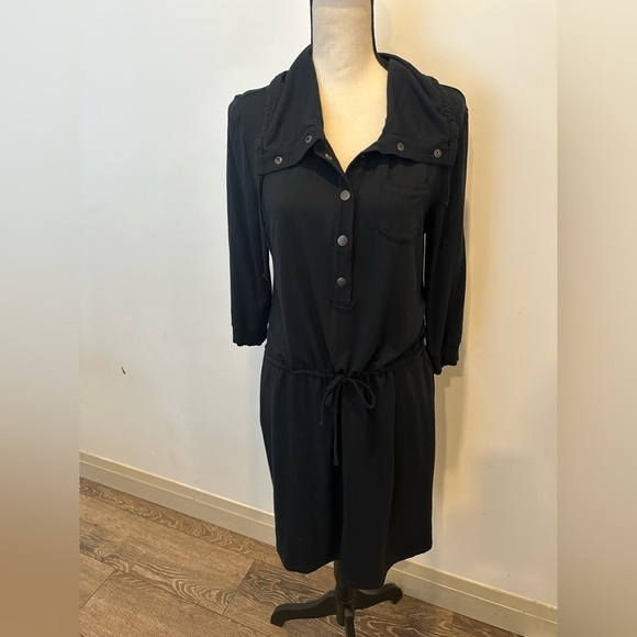 Zenergy  Chico’s Black Sporty Athleisure Dress Snap buttons SZ 1 - Picture 1 of 4